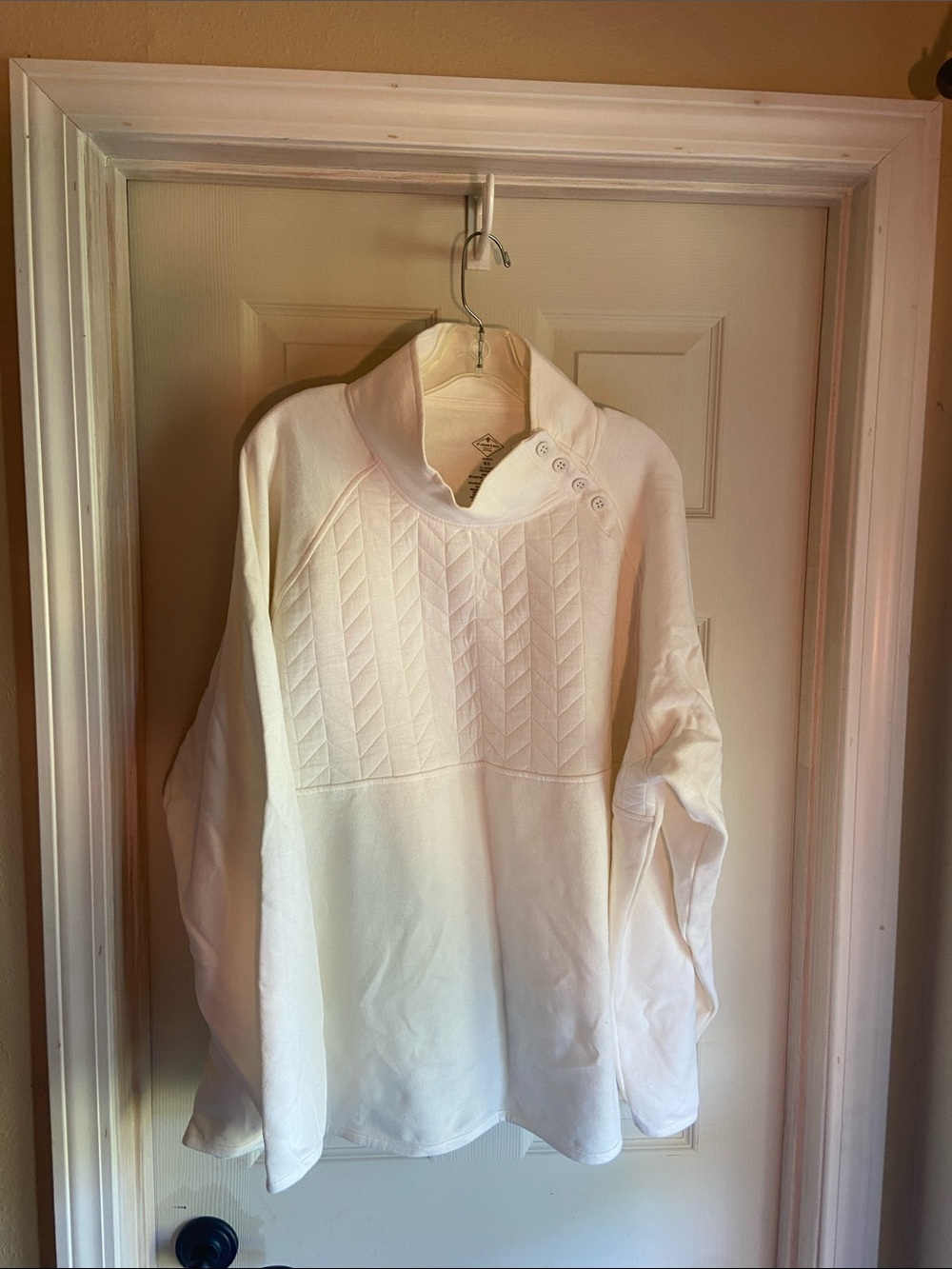 St. John's Bay Cream Quilted Yoke Funnel Neck Sweater